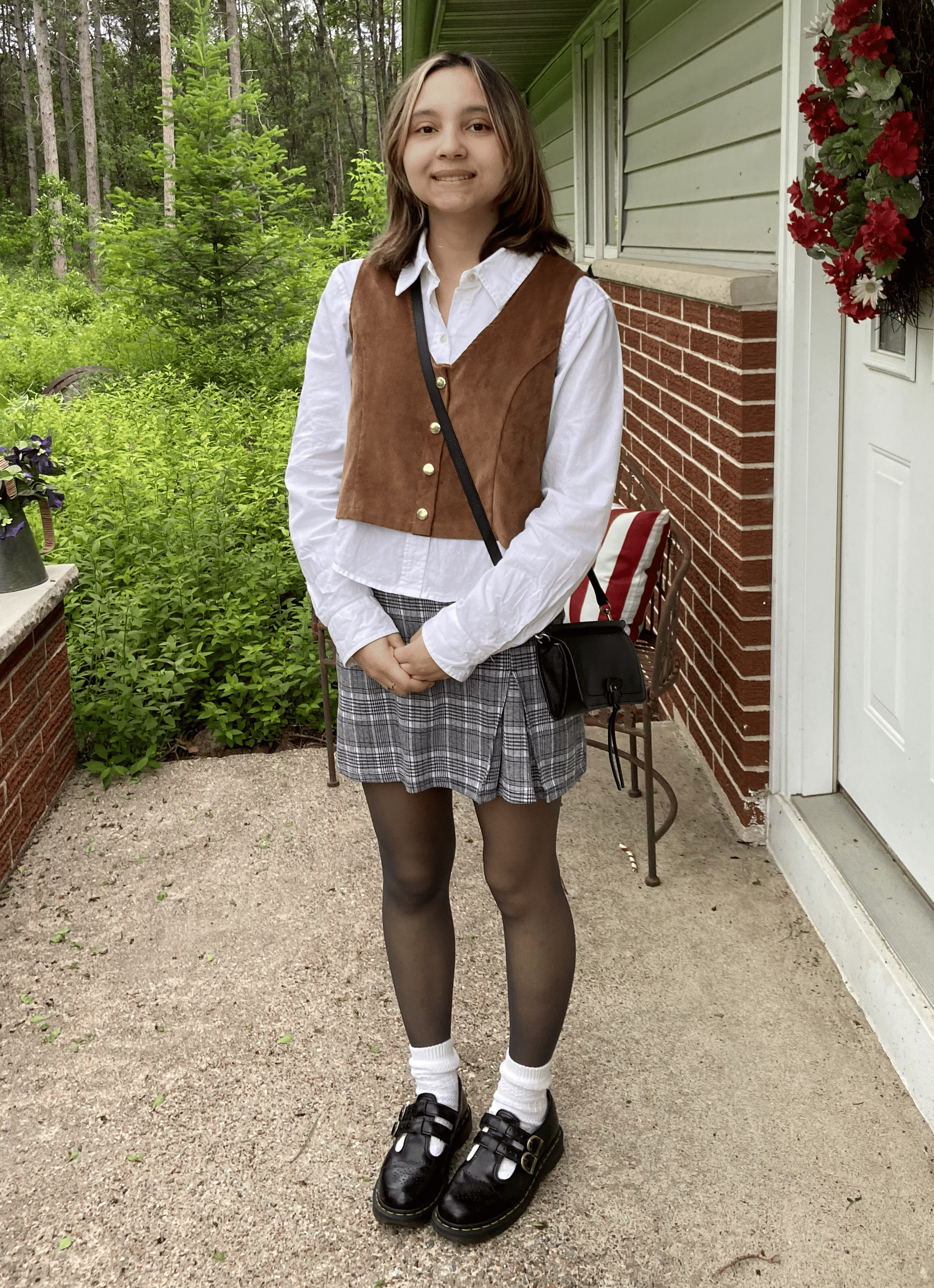 A black and white full-body photo of a person